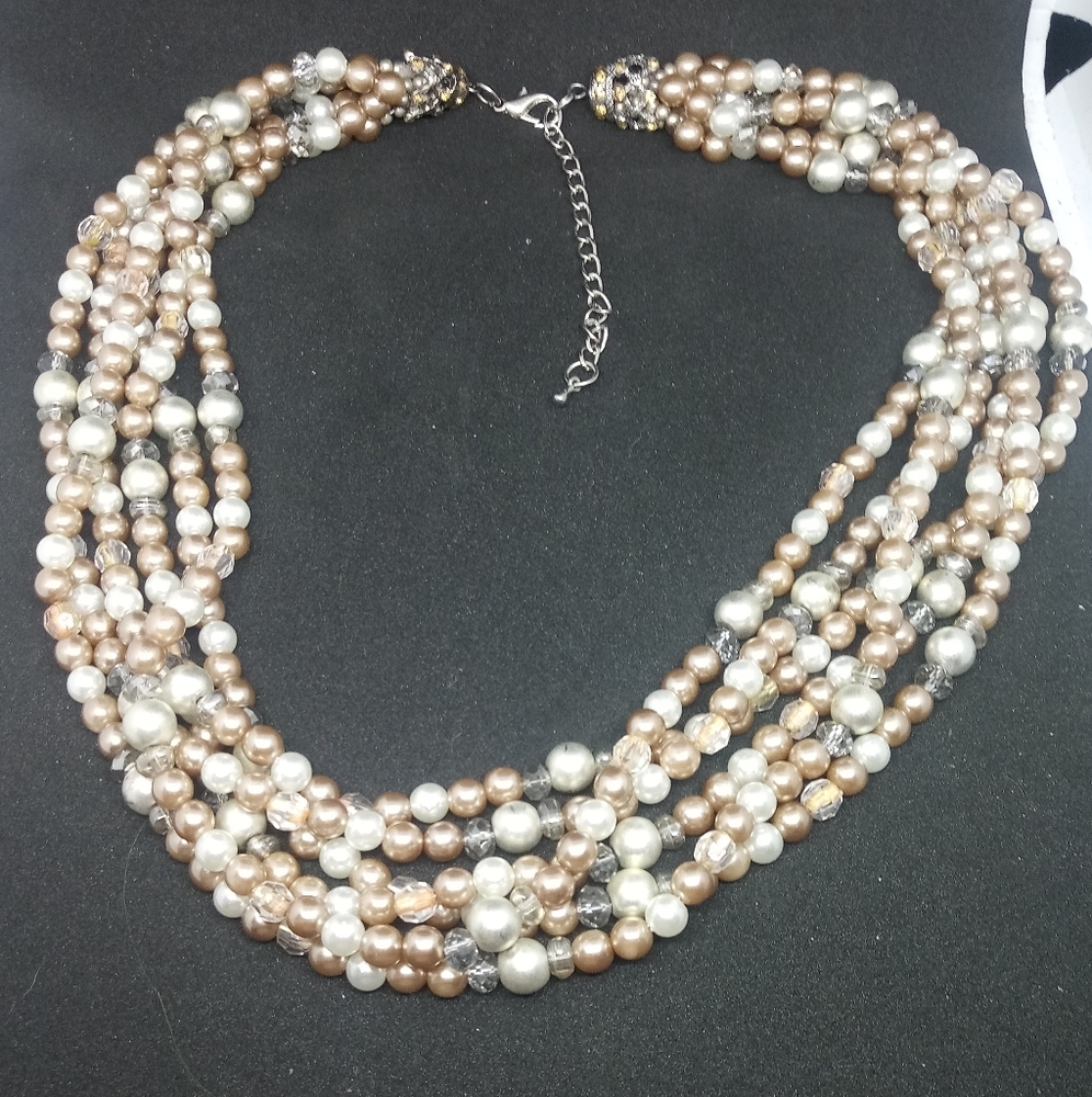 Multi strand faux pearl necklace